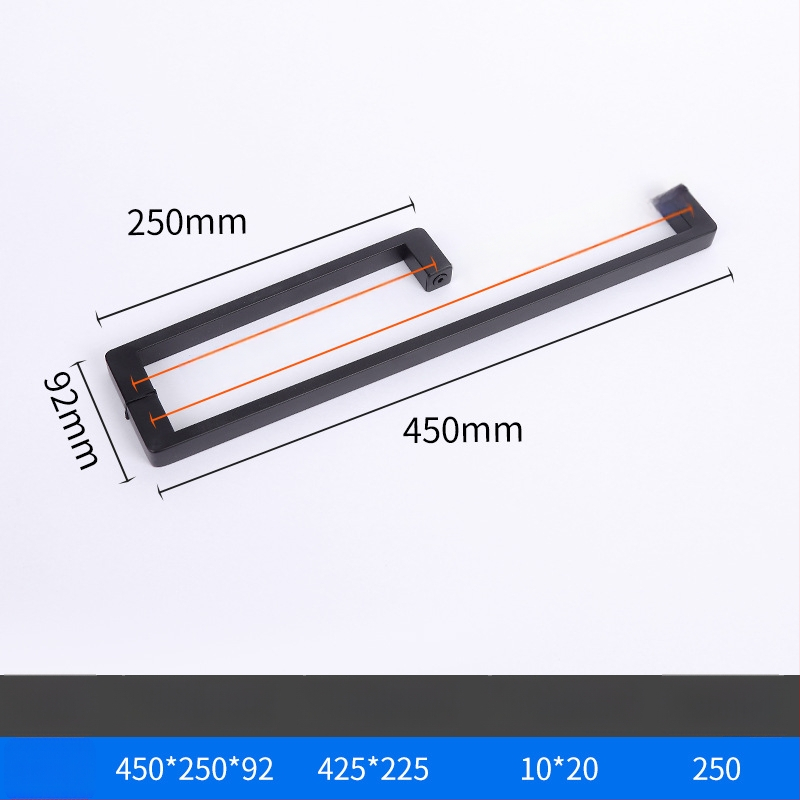 Dušo kambario rankenėlė stiklo durims, nerūdijantis plienas, 1020 minimalistinis modelis, kvadratinis vamzdelis, šiuolaikiškas stilius