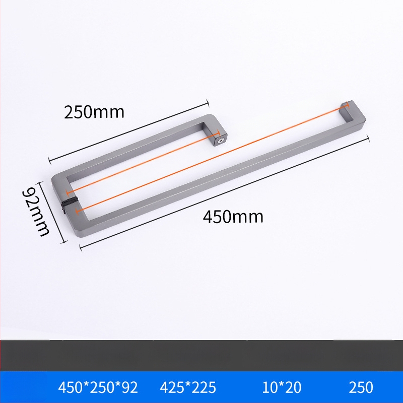 Dušo kambario rankenėlė stiklo durims, nerūdijantis plienas, 1020 minimalistinis modelis, kvadratinis vamzdelis, šiuolaikiškas stilius