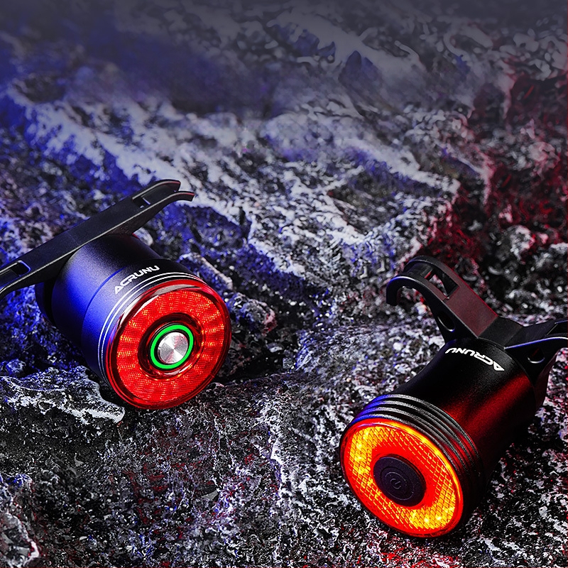 ACRUNU dviratininko išmanusis sensoriaus stabdžių galinis žibintas, IP68 vandeniui, aliuminio korpusas, COB LED, 39 g