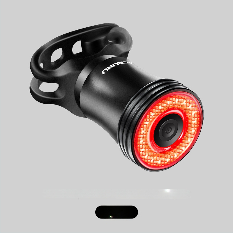 ACRUNU dviratininko išmanusis sensoriaus stabdžių galinis žibintas, IP68 vandeniui, aliuminio korpusas, COB LED, 39 g