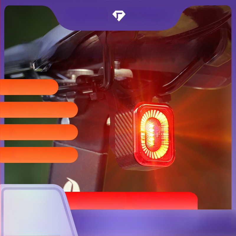 Dviračio galinis žibintas su išmaniu stabdymo jutikliu, USB-C įkrovimas, 600mAh baterija, greito atjungimo tvirtinimas naktiniam važiavimui