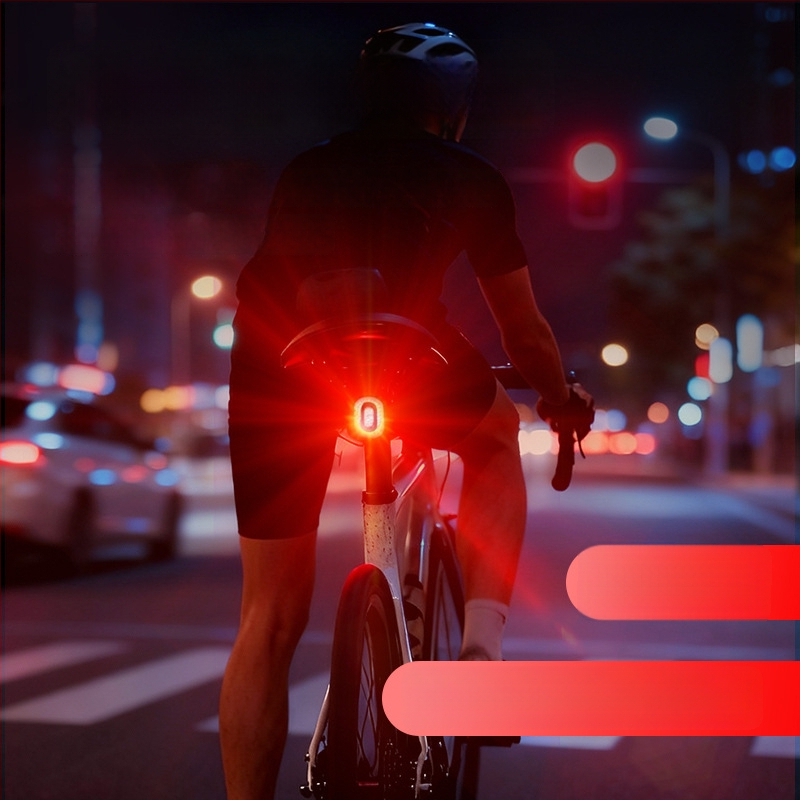 Dviračio galinis žibintas su išmaniu stabdymo jutikliu, USB-C įkrovimas, 600mAh baterija, greito atjungimo tvirtinimas naktiniam važiavimui