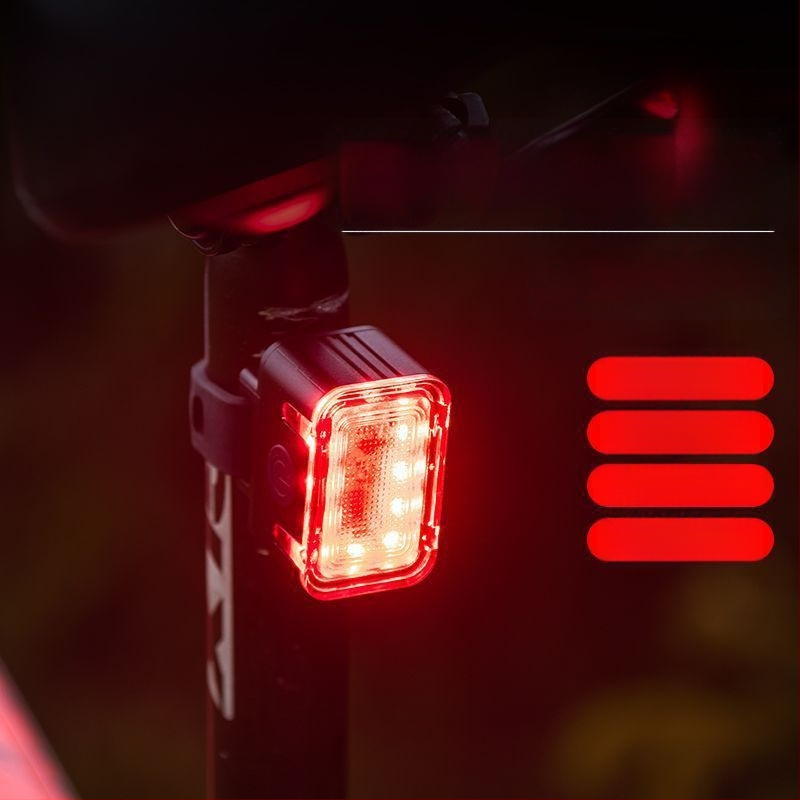 Dviračio žibintų komplektas naktiniam važiavimui: priekinis ir galinis žibintas su stabdymo įspėjimu — tinkamas kalnų ir greitkelių dviračiams, modelis WxrSiYQJ