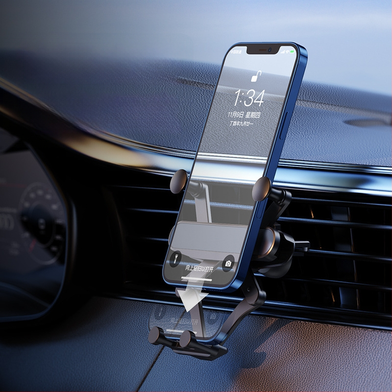 Gravitacijos automobilio telefono laikiklis - aliuminio laikiklis ventiliacijos angai, pritaikomas