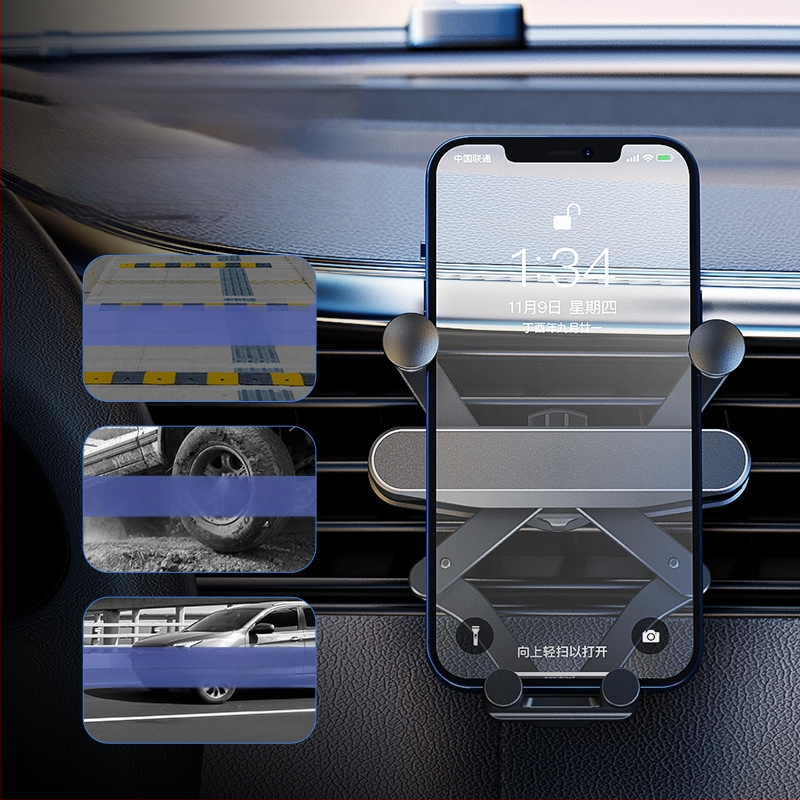 Gravitacijos automobilio telefono laikiklis - aliuminio laikiklis ventiliacijos angai, pritaikomas