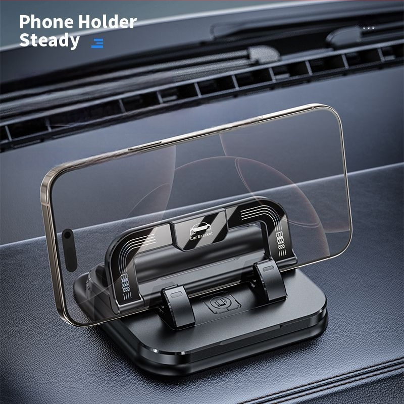 Automobilio telefono laikiklis su lipiniu tvirtinimu, pasukamas, dviejų funkcijų laikiklis – skirta navigacijai ir prietaisų skydeliui, ABS medžiaga, modelis N343