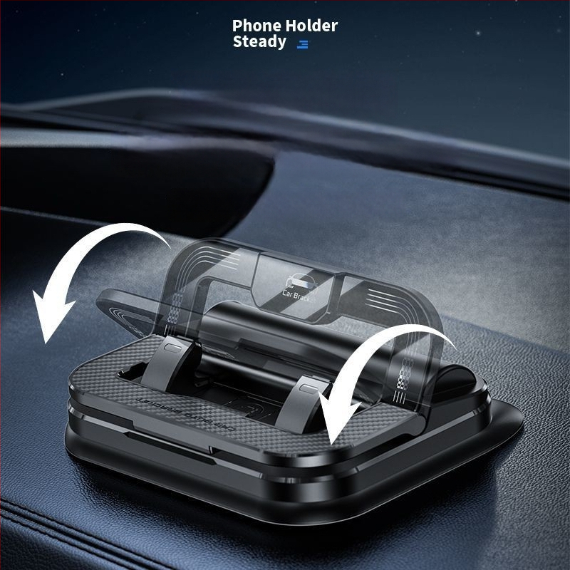 Automobilio telefono laikiklis su lipiniu tvirtinimu, pasukamas, dviejų funkcijų laikiklis – skirta navigacijai ir prietaisų skydeliui, ABS medžiaga, modelis N343