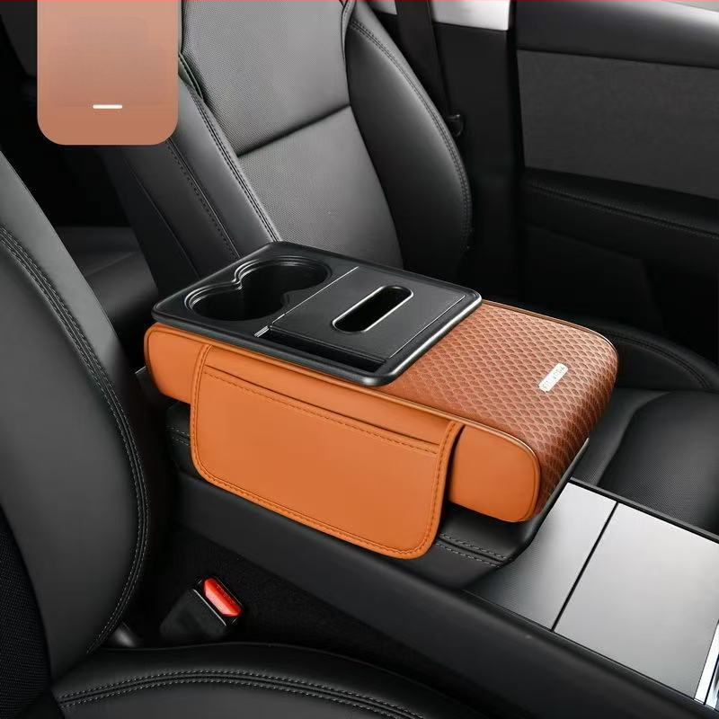 Auto käetoe tõstmisalus koos salvrättide karbi ja joogi hoidjaga – PVC, universaalne sobivus, kohandatav