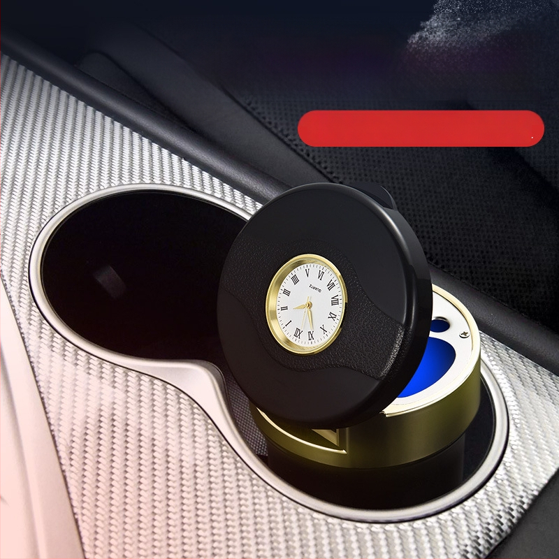 Automobilinis pelenų indas su LED, metalas + ABS, modelis Y-B005, svoris apie 225 g