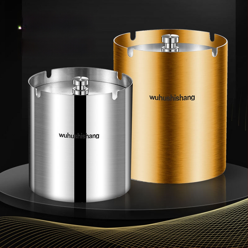 Nerūdijančio plieno peleninė su uždaru vėją apsaugančiu dangteliu, sustorėjęs korpusas, kūrybingas dizainas, namams ir automobiliui, pritaikomas