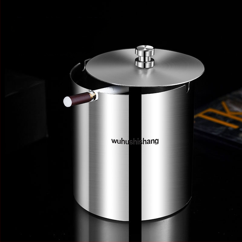 Nerūdijančio plieno peleninė su uždaru vėją apsaugančiu dangteliu, sustorėjęs korpusas, kūrybingas dizainas, namams ir automobiliui, pritaikomas