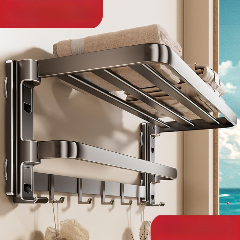 Siurbiamasis rankšluosčių laikiklis su integruotu pakabinimo strypu, be gręžimo, dviejų sluoksnių, nuimamas, 10 kg apkrova