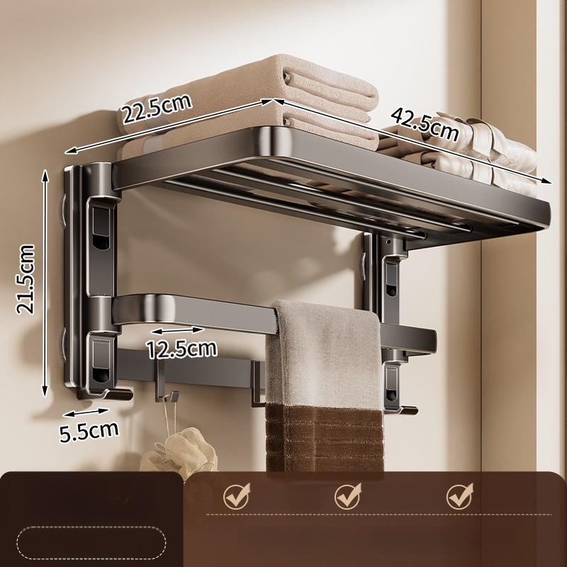 Siurbiamasis rankšluosčių laikiklis su integruotu pakabinimo strypu, be gręžimo, dviejų sluoksnių, nuimamas, 10 kg apkrova