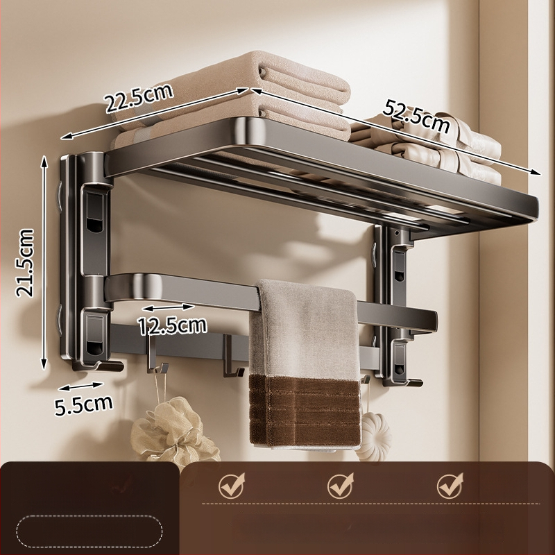 Siurbiamasis rankšluosčių laikiklis su integruotu pakabinimo strypu, be gręžimo, dviejų sluoksnių, nuimamas, 10 kg apkrova