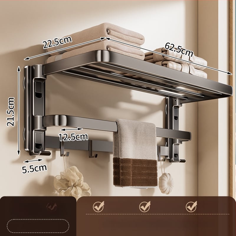 Siurbiamasis rankšluosčių laikiklis su integruotu pakabinimo strypu, be gręžimo, dviejų sluoksnių, nuimamas, 10 kg apkrova