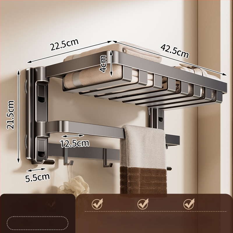 Siurbiamasis rankšluosčių laikiklis su integruotu pakabinimo strypu, be gręžimo, dviejų sluoksnių, nuimamas, 10 kg apkrova