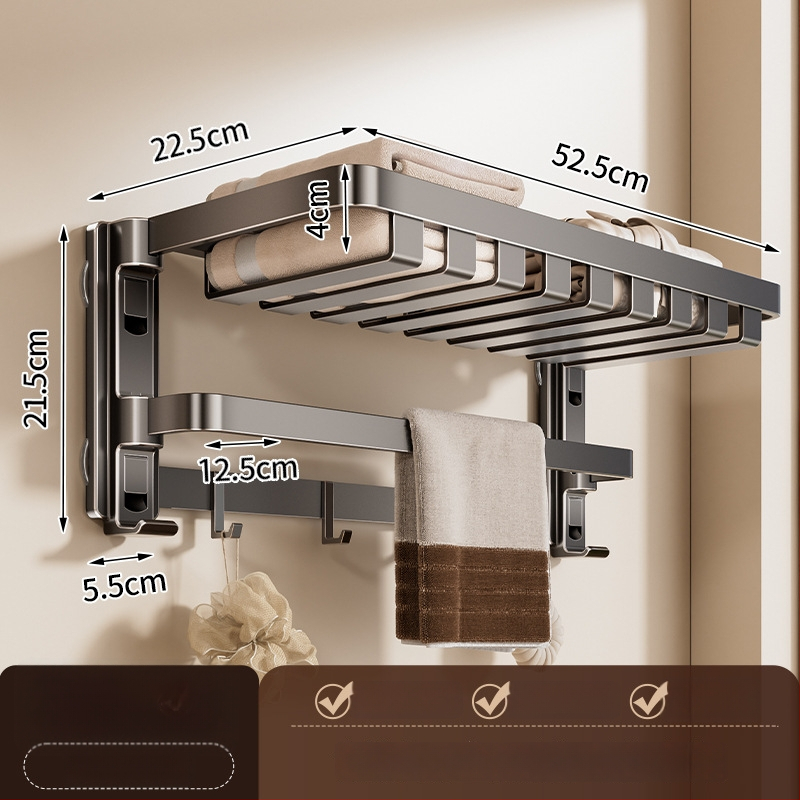 Siurbiamasis rankšluosčių laikiklis su integruotu pakabinimo strypu, be gręžimo, dviejų sluoksnių, nuimamas, 10 kg apkrova