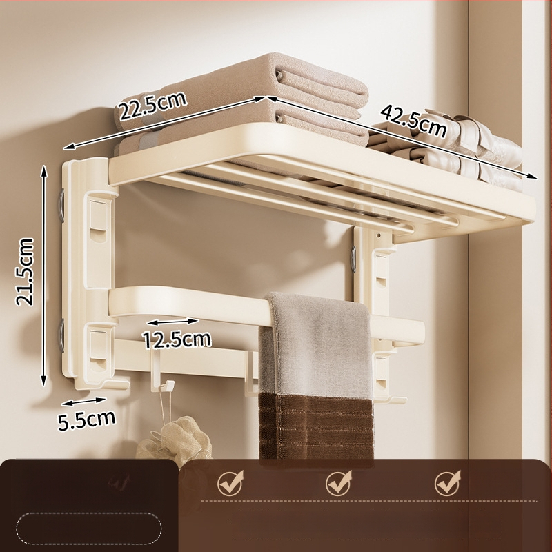 Siurbiamasis rankšluosčių laikiklis su integruotu pakabinimo strypu, be gręžimo, dviejų sluoksnių, nuimamas, 10 kg apkrova