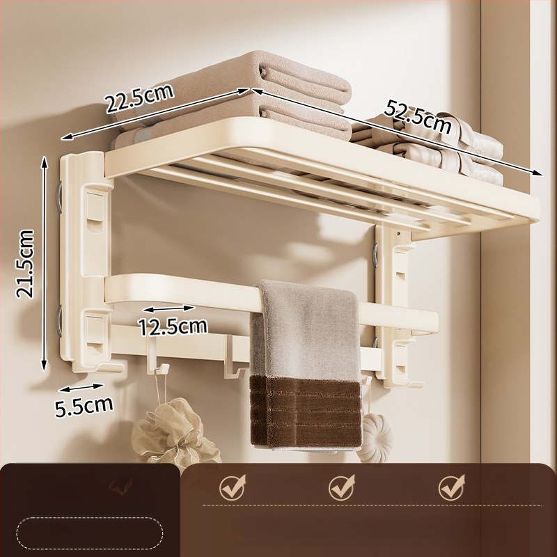 Siurbiamasis rankšluosčių laikiklis su integruotu pakabinimo strypu, be gręžimo, dviejų sluoksnių, nuimamas, 10 kg apkrova