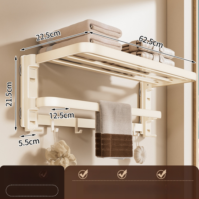 Siurbiamasis rankšluosčių laikiklis su integruotu pakabinimo strypu, be gręžimo, dviejų sluoksnių, nuimamas, 10 kg apkrova