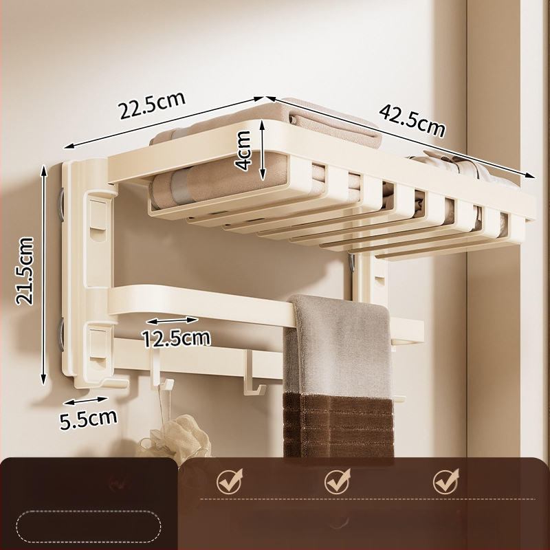 Siurbiamasis rankšluosčių laikiklis su integruotu pakabinimo strypu, be gręžimo, dviejų sluoksnių, nuimamas, 10 kg apkrova