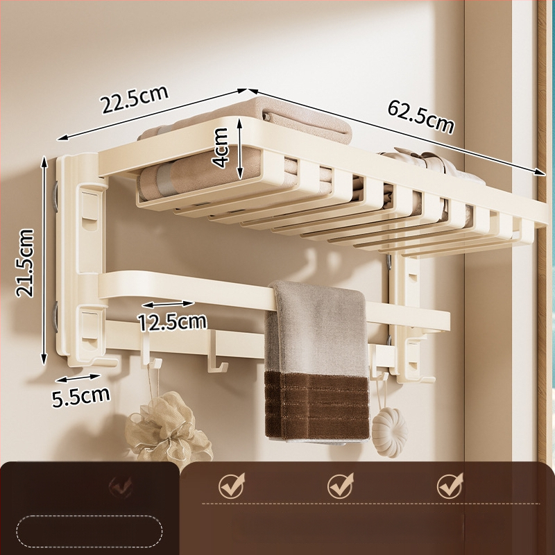 Siurbiamasis rankšluosčių laikiklis su integruotu pakabinimo strypu, be gręžimo, dviejų sluoksnių, nuimamas, 10 kg apkrova