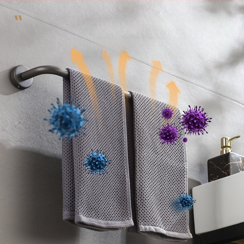 Nerūdijančio plieno sieninis rankšluosčių laikiklis, viengubas strypas, 10 kg apkrova, elektrostatinis užklijimas, be gręžimo, šiuolaikinis stilius