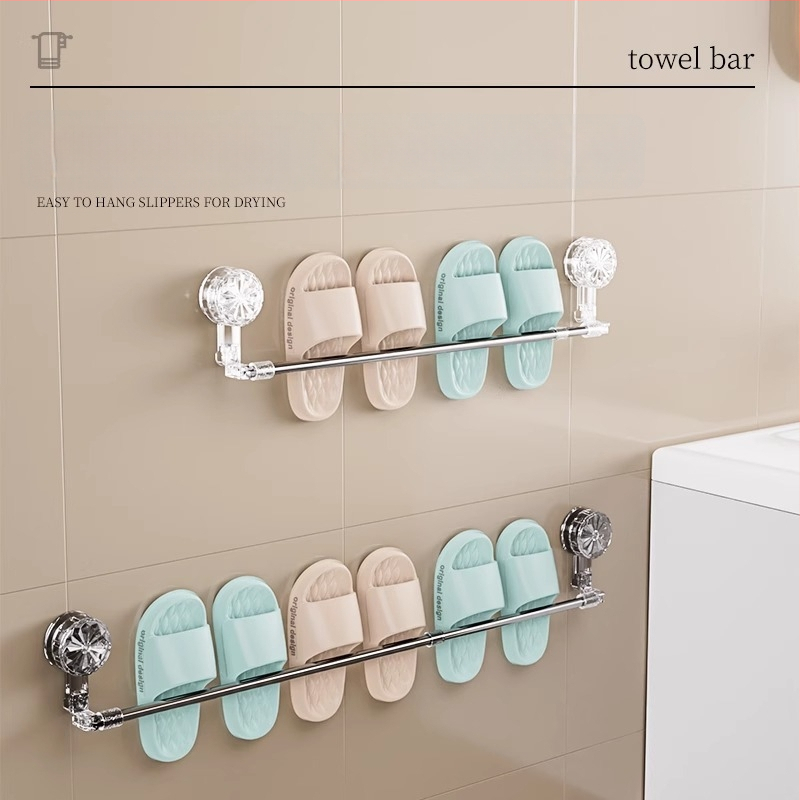 Laikiklis rankšluosčiams su siurbtuku, be gręžimo, teleskopinis vonios laikiklis, iš plastiko ir nerūdijančio plieno