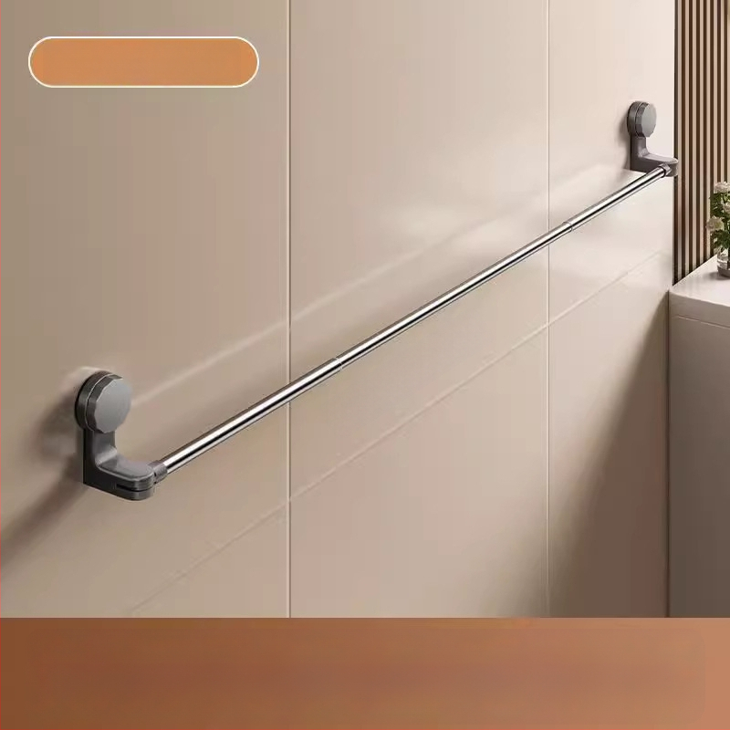 Laikiklis rankšluosčiams su siurbtuku, be gręžimo, teleskopinis vonios laikiklis, iš plastiko ir nerūdijančio plieno