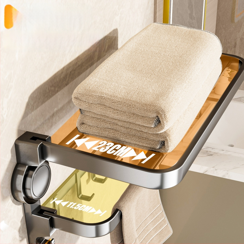 Oginsk metalo rankšluosčių laikiklis vonios kambariui su suction cup — be gręžimo montavimas, sieninis laikiklis saugyklai