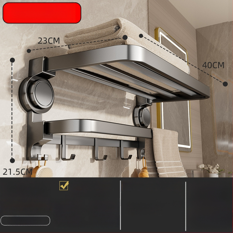 Oginsk metalo rankšluosčių laikiklis vonios kambariui su suction cup — be gręžimo montavimas, sieninis laikiklis saugyklai