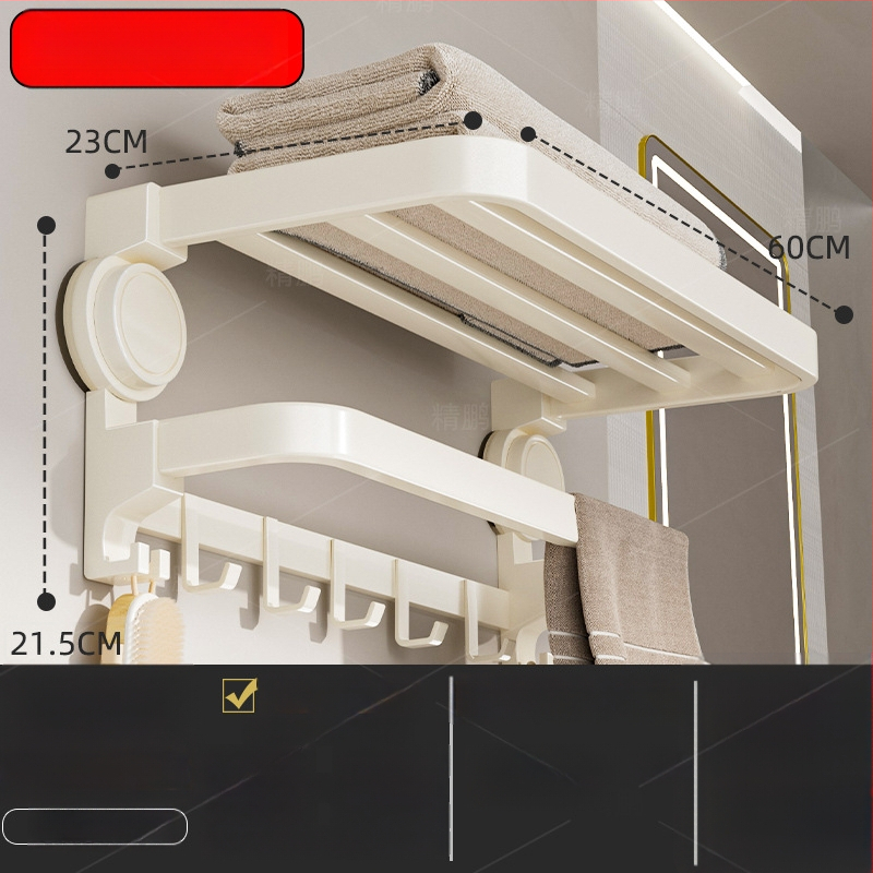 Oginsk metalo rankšluosčių laikiklis vonios kambariui su suction cup — be gręžimo montavimas, sieninis laikiklis saugyklai