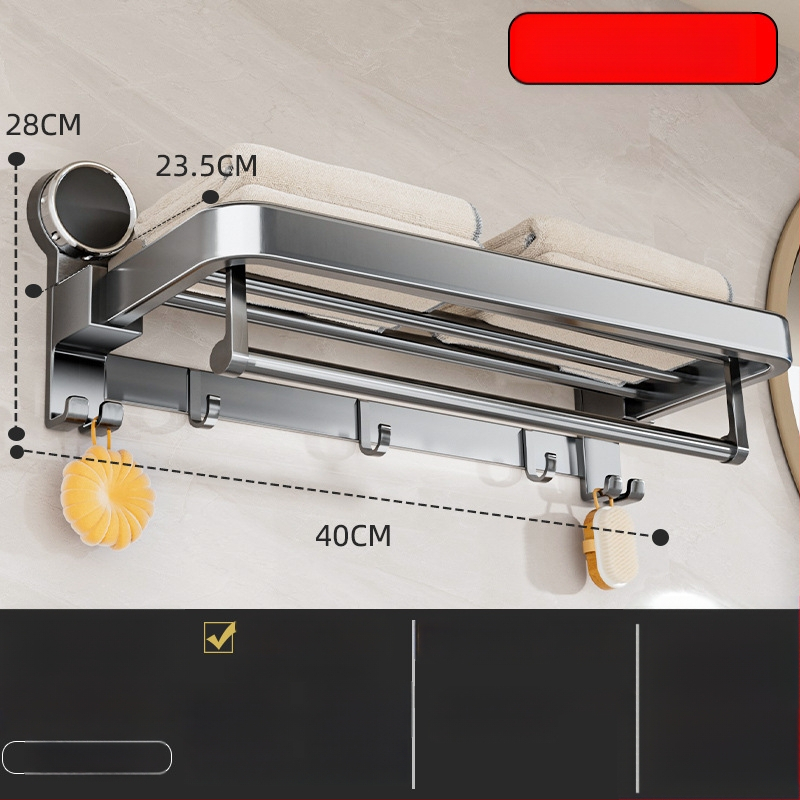 Oginsk metalo rankšluosčių laikiklis vonios kambariui su suction cup — be gręžimo montavimas, sieninis laikiklis saugyklai