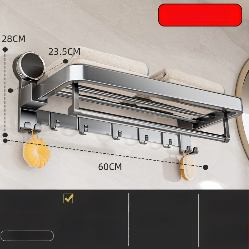 Oginsk metalo rankšluosčių laikiklis vonios kambariui su suction cup — be gręžimo montavimas, sieninis laikiklis saugyklai