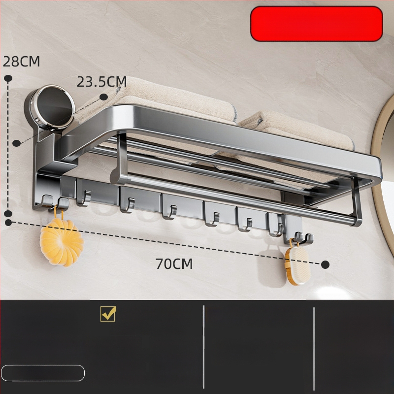 Oginsk metalo rankšluosčių laikiklis vonios kambariui su suction cup — be gręžimo montavimas, sieninis laikiklis saugyklai