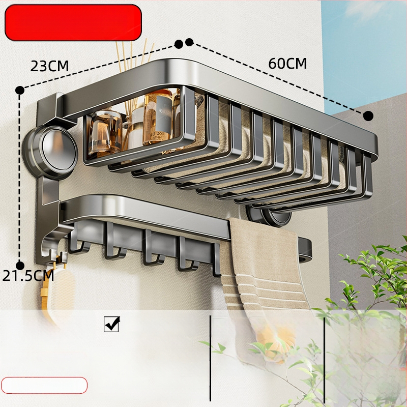 Oginsk metalo rankšluosčių laikiklis vonios kambariui su suction cup — be gręžimo montavimas, sieninis laikiklis saugyklai
