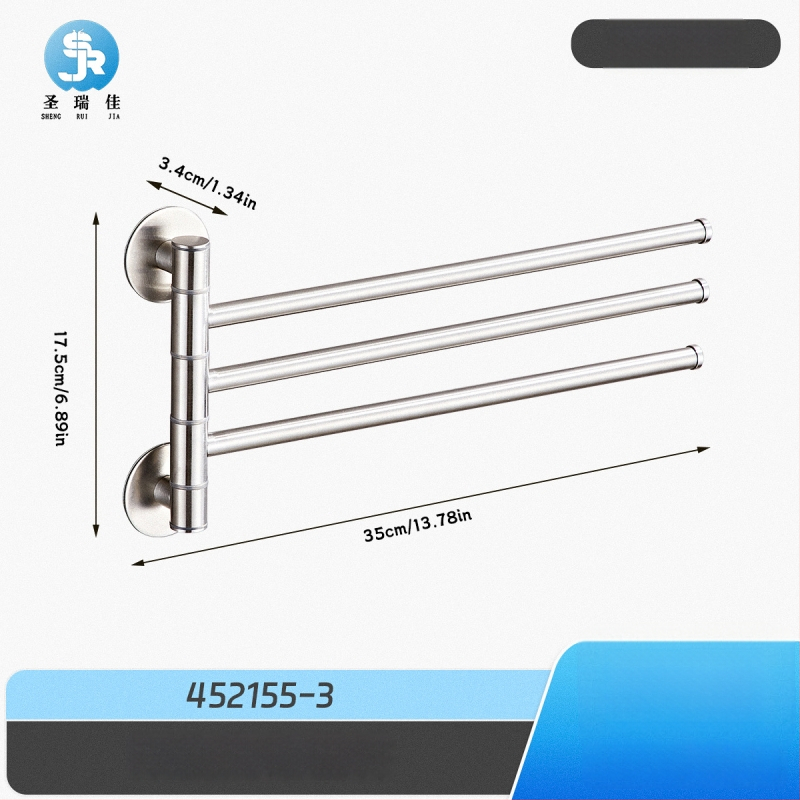 Be gręžimo laikiklis iš 304 nerūdijančio plieno vonios kambariui, pasukama rankšluosčių lazdelė ir saugojimo skyrius, 2–4 sluoksniai