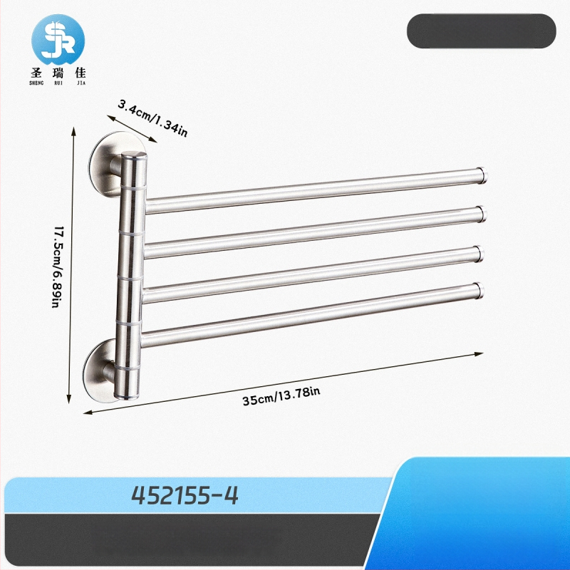 Be gręžimo laikiklis iš 304 nerūdijančio plieno vonios kambariui, pasukama rankšluosčių lazdelė ir saugojimo skyrius, 2–4 sluoksniai