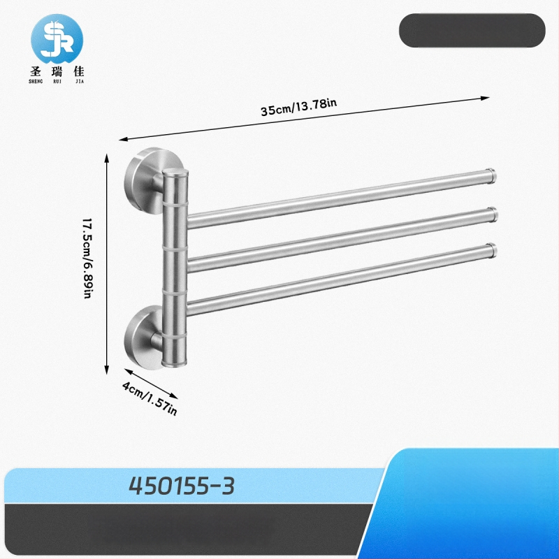 Be gręžimo laikiklis iš 304 nerūdijančio plieno vonios kambariui, pasukama rankšluosčių lazdelė ir saugojimo skyrius, 2–4 sluoksniai
