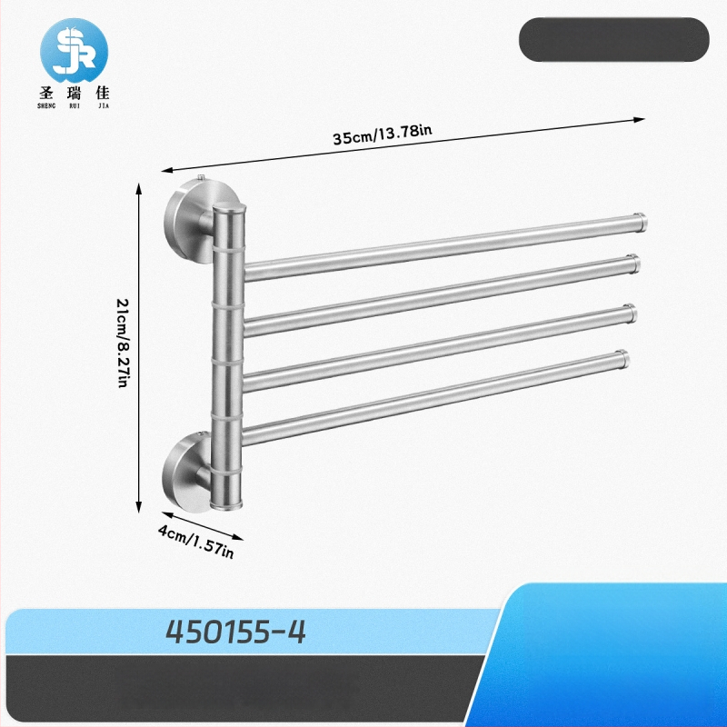 Be gręžimo laikiklis iš 304 nerūdijančio plieno vonios kambariui, pasukama rankšluosčių lazdelė ir saugojimo skyrius, 2–4 sluoksniai