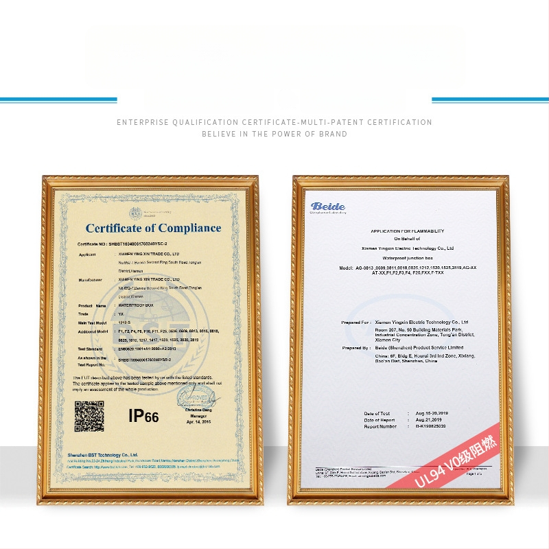 Išorinė vandeniui atspari jungčių dėžutė iš ABS plastiko, korpusas su V0 klase ir degumo atsparumu