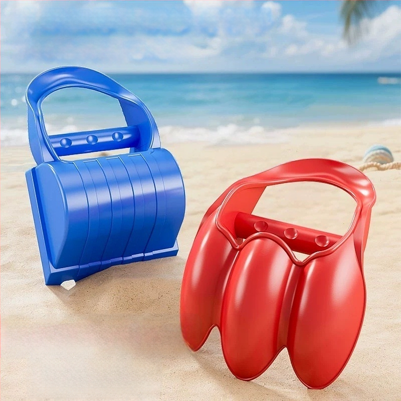 Bērnu pludmales spēļu komplekts ar auto un spēlēm smiltīs un sniegā; plastmasas konstrukcija, vecuma diapazons 4–6 gadi, iekļauts spaiņš un lāpstiņa