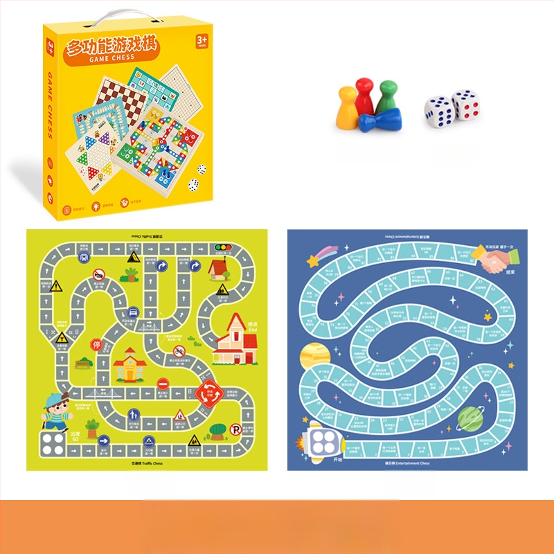 Du viename medinis ugdymo stalo žaidimas vaikams: Gomoku ir skrydžio šachmatai su nešiojama dovanų dėžute; skatina intelektinę plėtrą ir rankos-akių koordinaciją.