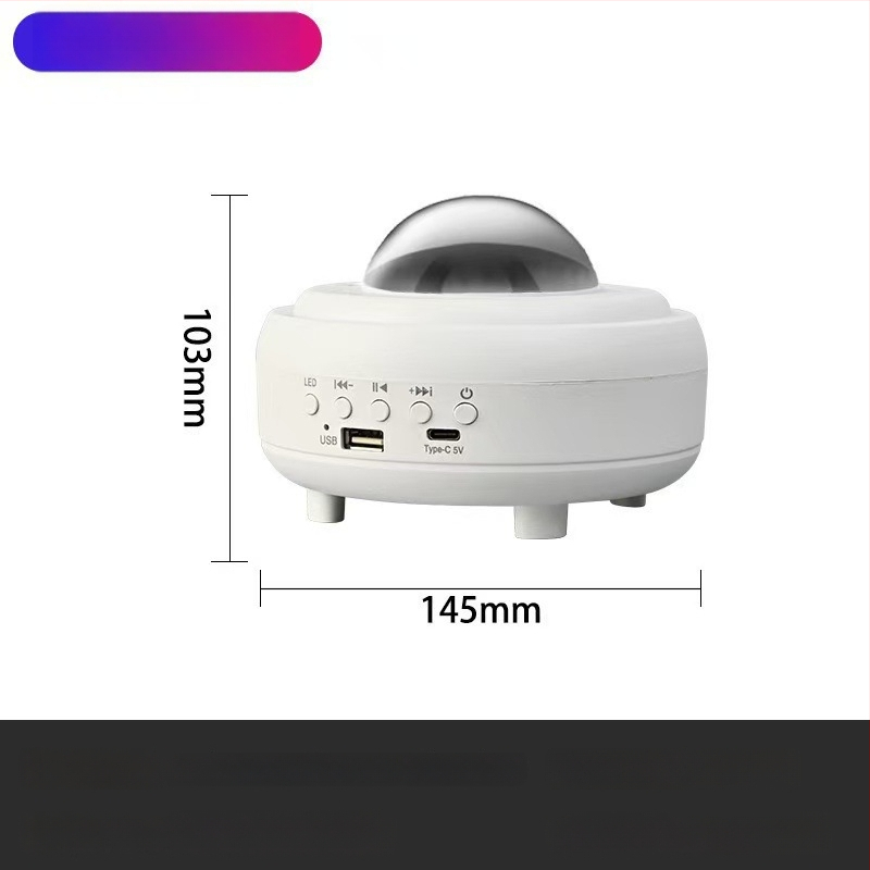 Mėnulio lemputė su žvaigžčių dangaus projektoriumi, USB maitinimas, Bluetooth garsiakalbis, LED atmosferos šviesa, staliniam naudojimui