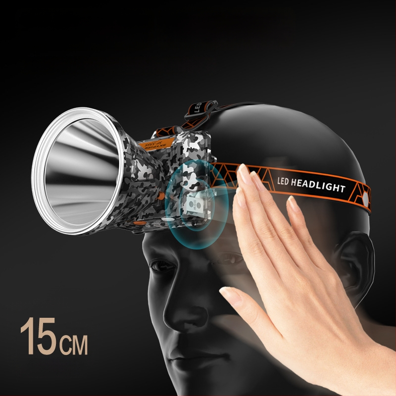 Aliuminio lydinio galvos žibintas, LED šviesa, įkraunama 9000 mAh baterija, rankinis generatorius, tinkamas žygiams, stovyklavietėms, paieškai ir naktiniam žvejybai, spindulio nuotolis iki 500 m
