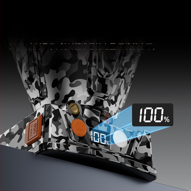 Aliuminio lydinio galvos žibintas, LED šviesa, įkraunama 9000 mAh baterija, rankinis generatorius, tinkamas žygiams, stovyklavietėms, paieškai ir naktiniam žvejybai, spindulio nuotolis iki 500 m