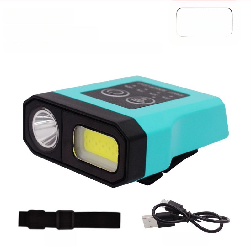 Naktinei žvejybai galvos žibintuvas - įkraunama LED, indukcinis jungiklis, lengvas plastikinis korpusas, veikimo atstumas iki 200–500 m