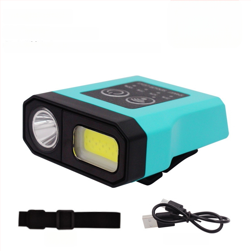 Naktinei žvejybai galvos žibintuvas - įkraunama LED, indukcinis jungiklis, lengvas plastikinis korpusas, veikimo atstumas iki 200–500 m