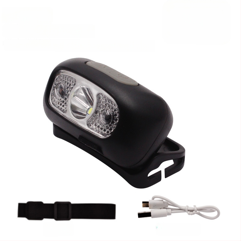 Naktinei žvejybai galvos žibintuvas - įkraunama LED, indukcinis jungiklis, lengvas plastikinis korpusas, veikimo atstumas iki 200–500 m