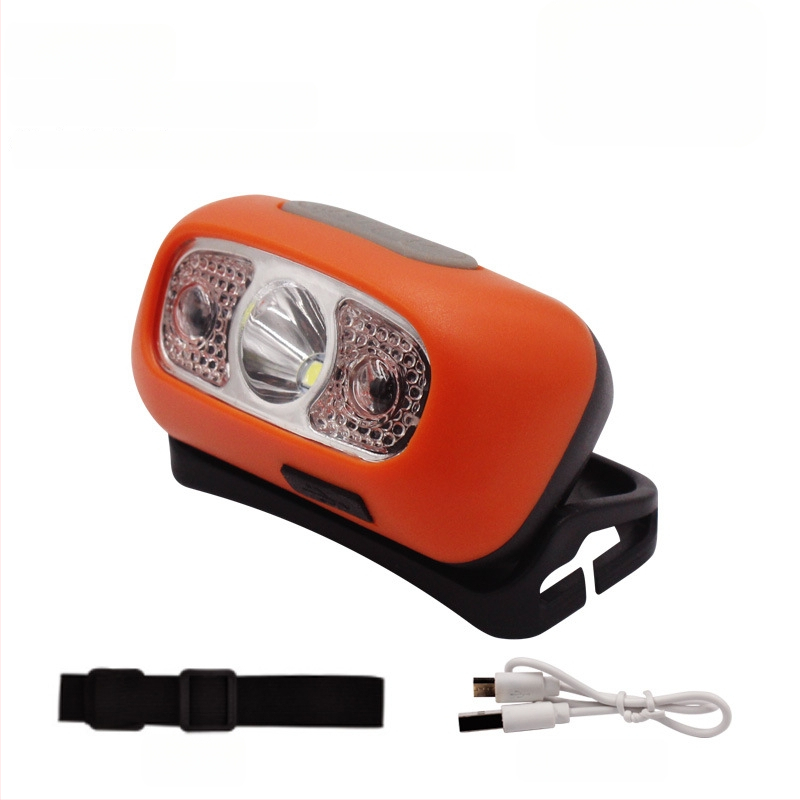 Naktinei žvejybai galvos žibintuvas - įkraunama LED, indukcinis jungiklis, lengvas plastikinis korpusas, veikimo atstumas iki 200–500 m